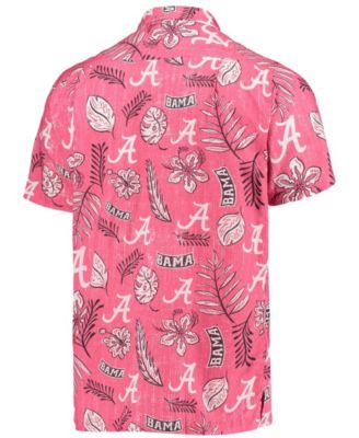 Wes & Willy Men's Crimson Alabama Crimson Tide Vintage-Like Floral Button-Up Shirt