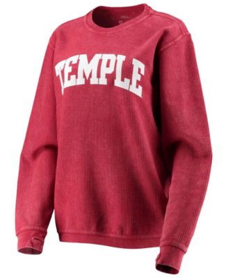 Women's Crimson Temple Owls Comfy Cord Vintage-Like Wash Basic Arch Pullover Sweatshirt