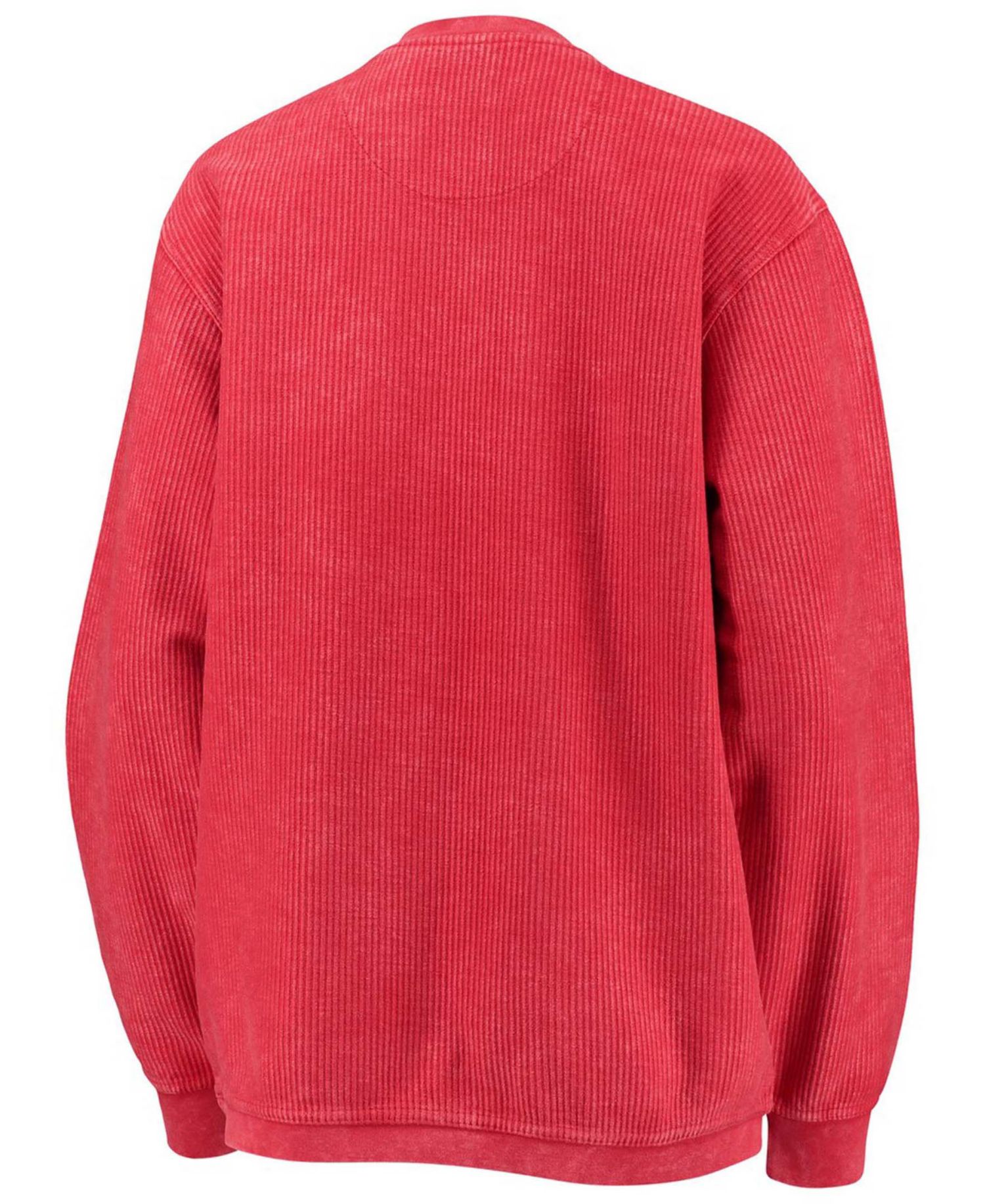 Women's Red Northeastern Huskies Comfy Cord Vintage-Like Wash Basic Arch Pullover Sweatshirt