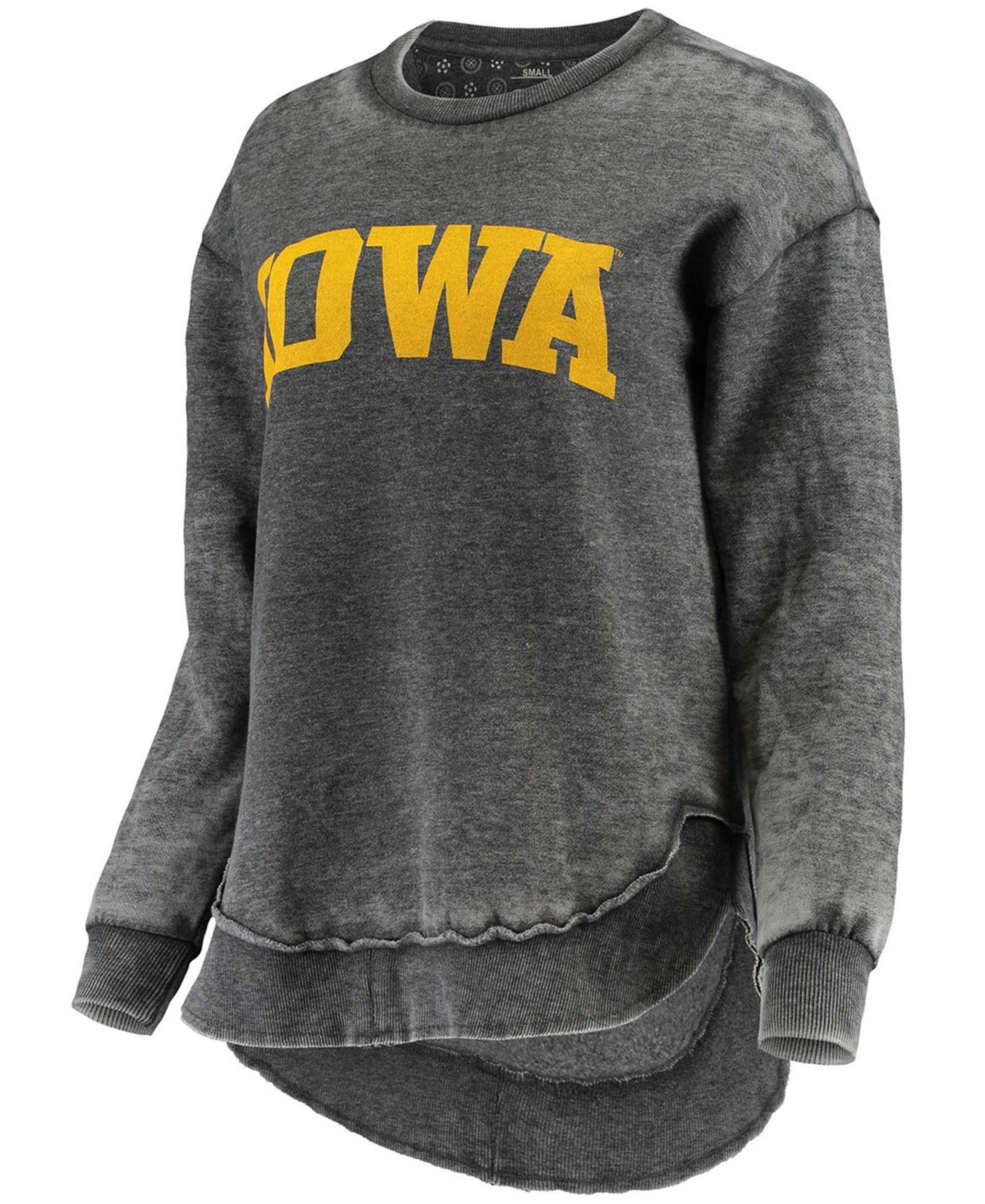 PRESSBOX WOMEN'S BLACK IOWA HAWKEYES VINTAGE-LIKE WASH PULLOVER SWEATSHIRT 