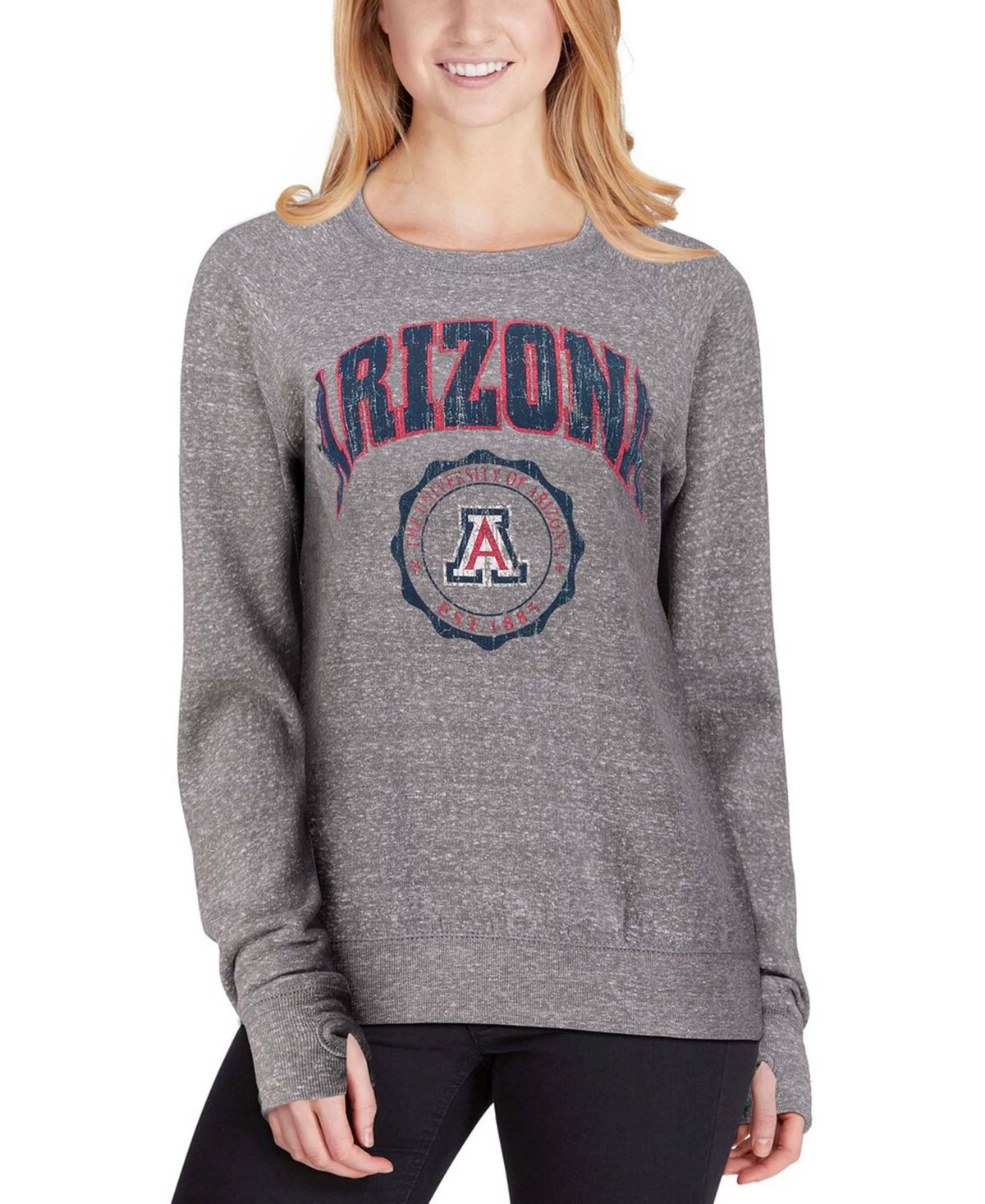 Women'sArizona Wildcats Edith Vintage-Like Knobi Pullover Sweatshirt - Heathered Gray