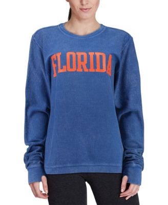 Women's Royal Florida Gators Comfy Cord Vintage-Like Wash Basic Arch Pullover Sweatshirt