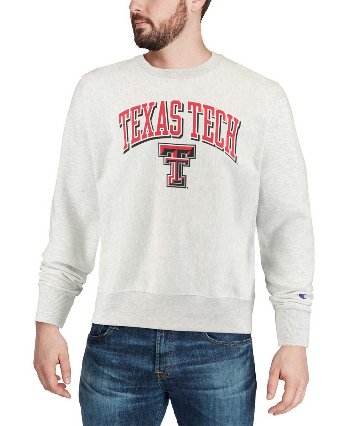 Shop Champion Men's Gray Texas Tech Red Raiders Arch Over Logo Reverse Weave Pullover Sweatshirt
