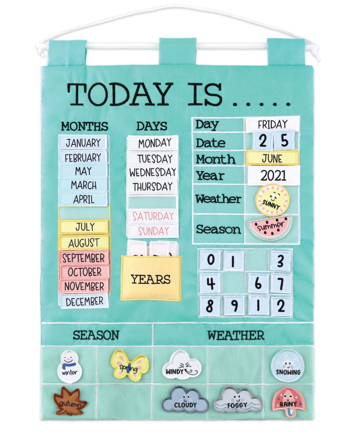 The Peanutshell Today Is Wall Hanging Activity Chart In Teal