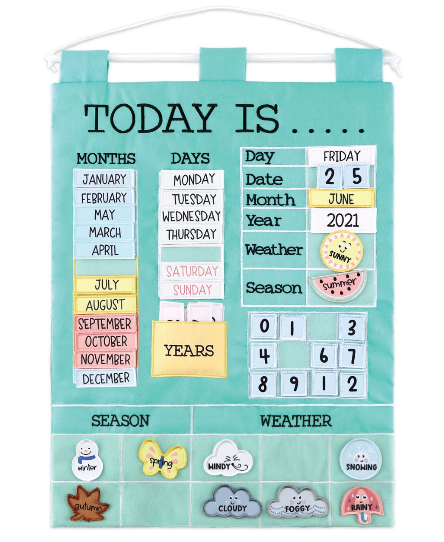Toddler Children's Learning Calendar, Teal