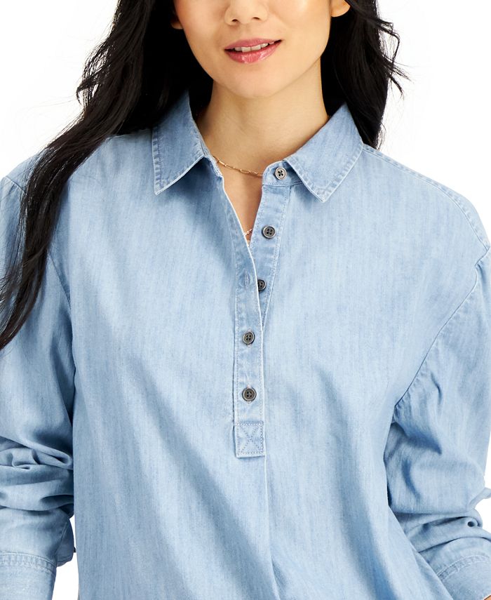Style & Co Cotton Popover Shirt, Created for Macy's - Macy's