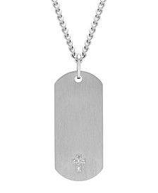 Men's Diamond Accent Dog Tag in Stainless Steel Pendant Necklace