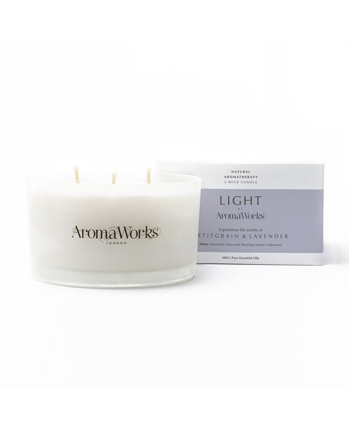 AromaWorks Light Range Petitgrain and Lavender 3 Wick Candle, 11.5 oz