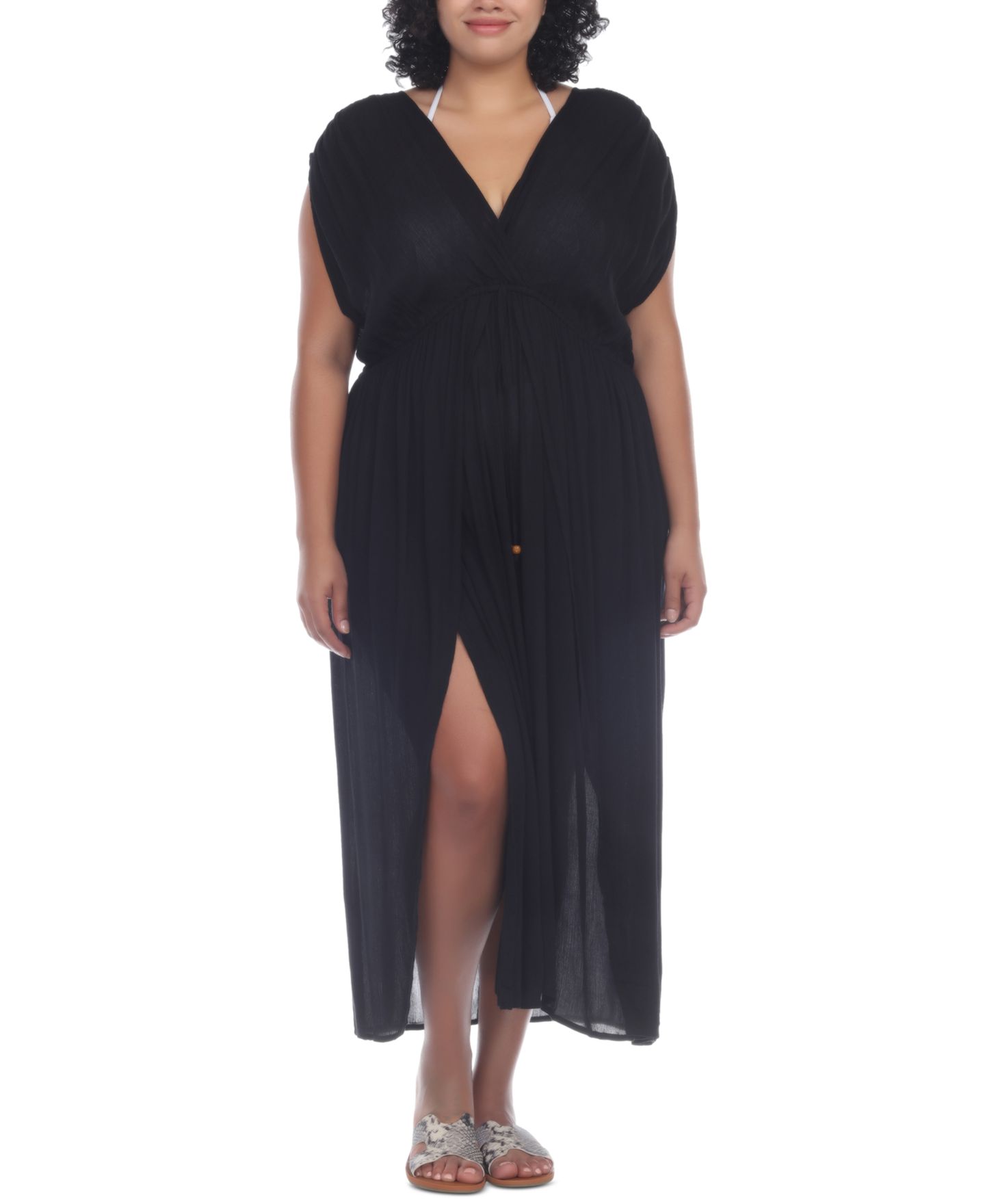 Женское платье Raviya Plus Size Front Slit Cover-Up Maxi, цвет: Чёрный — фото 1
