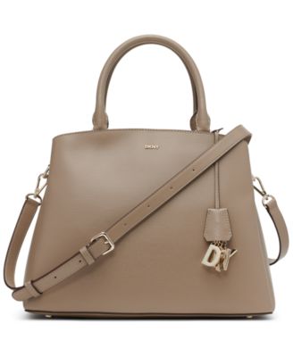 Dkny Gorgeous Light Mocha Paige MD Satchel/ Handbag Leather/ Silver factory Accents