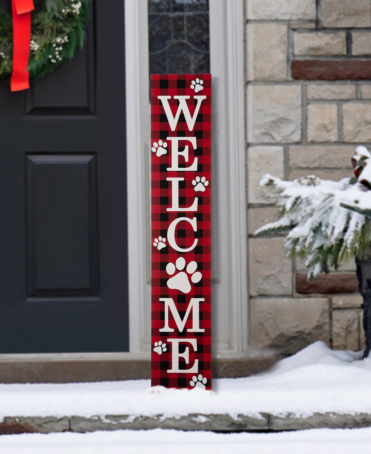 Glitzhome Wooden Plaid Pet 