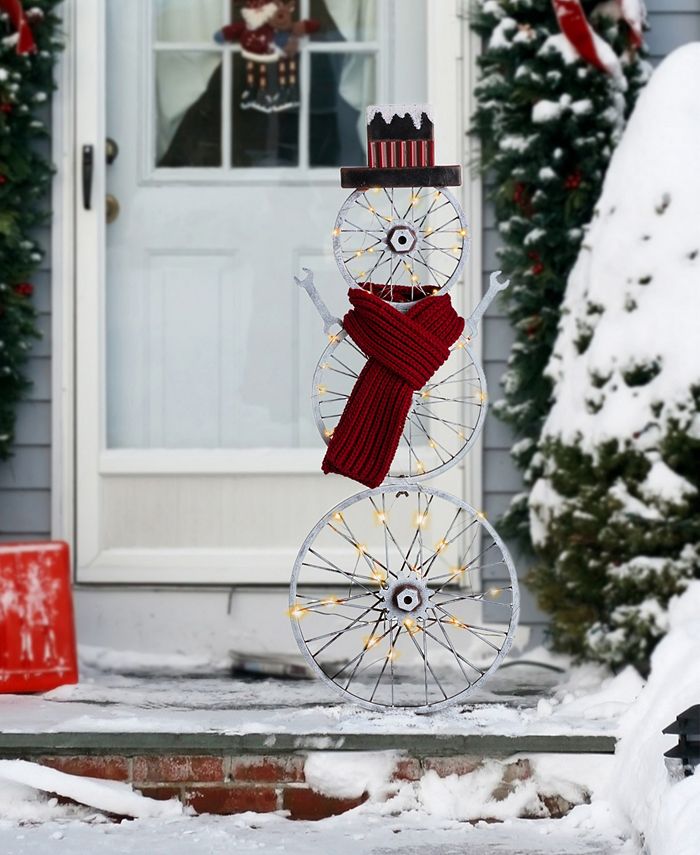 Glitzhome Lighted Metal Snowman Porch Decor, 34" Macy's