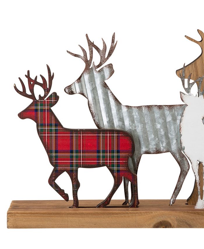 Glitzhome Galvanized Metal, Wooden Reindeer Table Decor, 18" Macy's