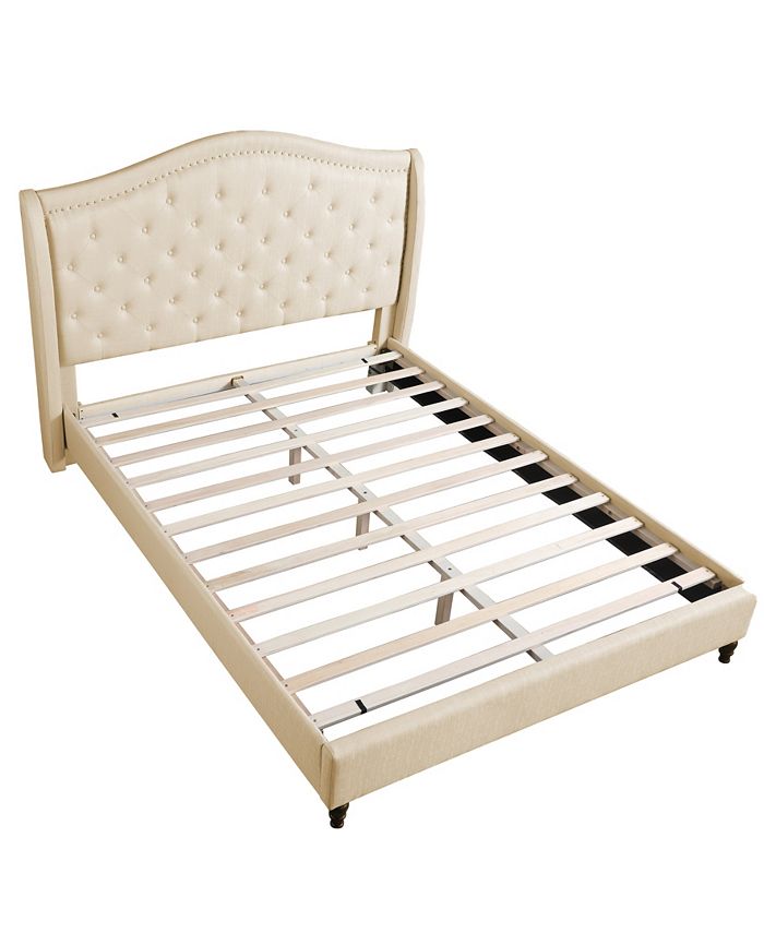 Best Master Furniture Myrick Upholstered Tufted Platform Bed, Queen