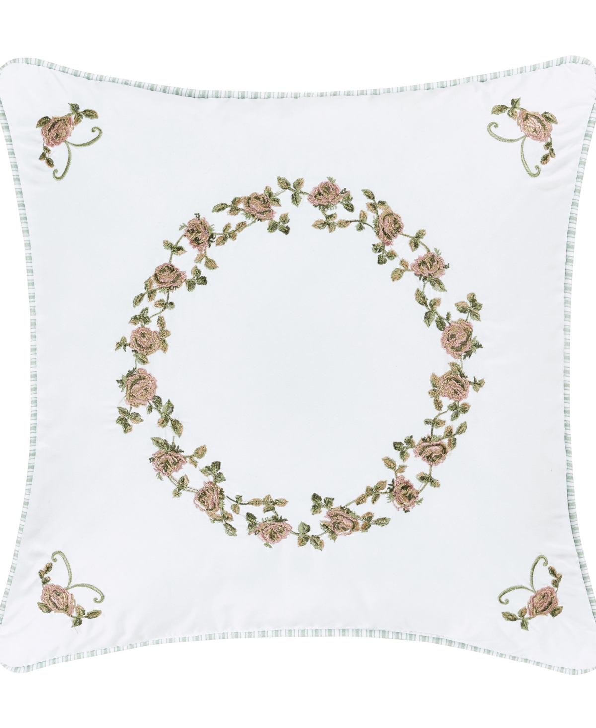 Shop Royal Court Rialto Circle Embroidered Decorative Pillow, 16" X 16" In Sage