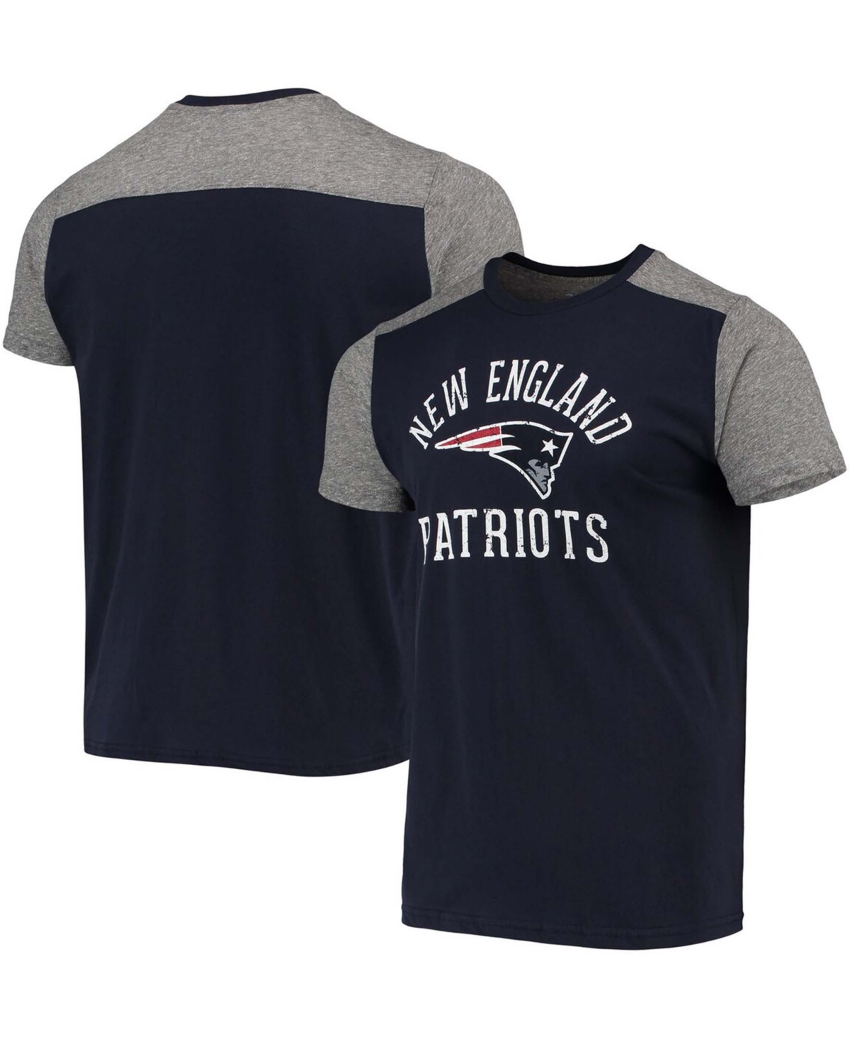 Majestic Men's Navy, Gray New England Patriots Field Goal Slub T-shirt In Navy,gray
