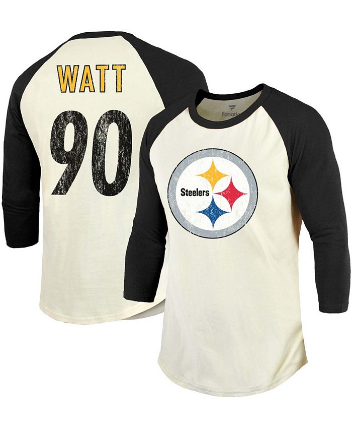 Fanatics Men's T.J. Watt Cream, Black Pittsburgh Steelers Vintage-Inspired  Player Name Number Raglan 3/4 Sleeve T-shirt - Macy's