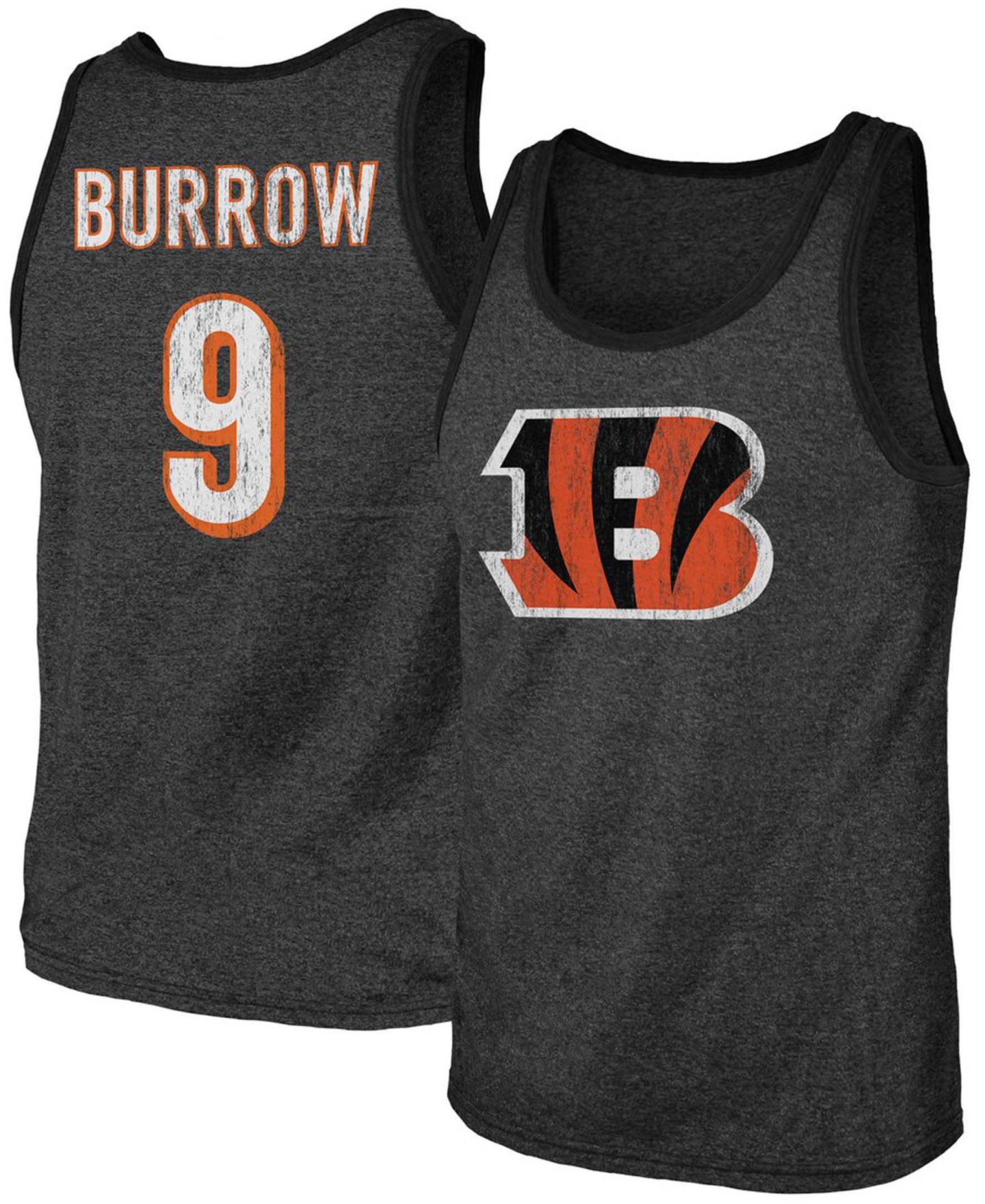 Мужской топ Fanatics Joe Burrow Black Cincinnati Bengals Name & Number Tri-Blend — фото 1