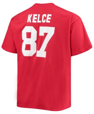 Men's Big and Tall Travis Kelce Red Kansas City Chiefs Player Name Number T-shirt