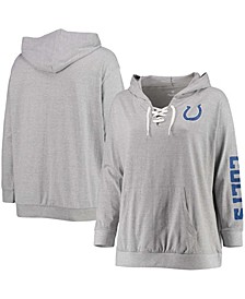 Women's Plus Size Heathered Gray Indianapolis Colts Lace-Up Pullover Hoodie
