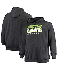 Men's Big and Tall Heathered Charcoal Seattle Seahawks Practice Pullover Hoodie