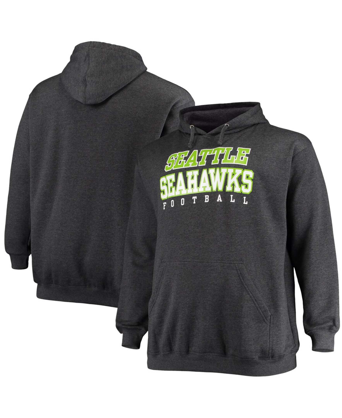Men's Big and Tall Heathered Charcoal Seattle Seahawks Practice Pullover Hoodie - Heather Charcoal