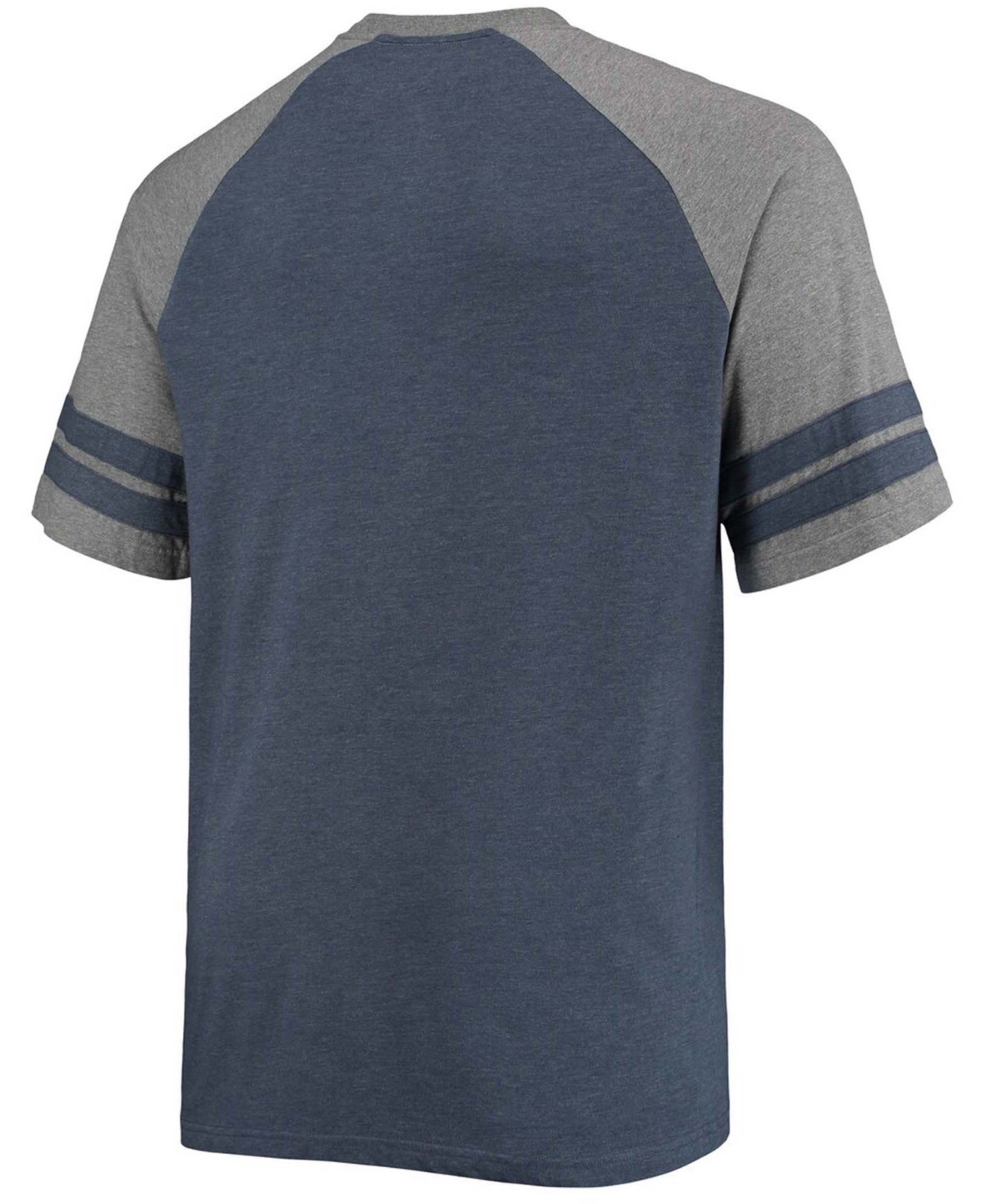 Shop Fanatics Men's Big And Tall Navy, Heathered Gray New York Giants Throwback 2-stripe Raglan T-shirt In Navy,heathered Gray