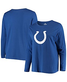 Women's Plus Size Royal Indianapolis Colts Primary Logo Long Sleeve T-shirt