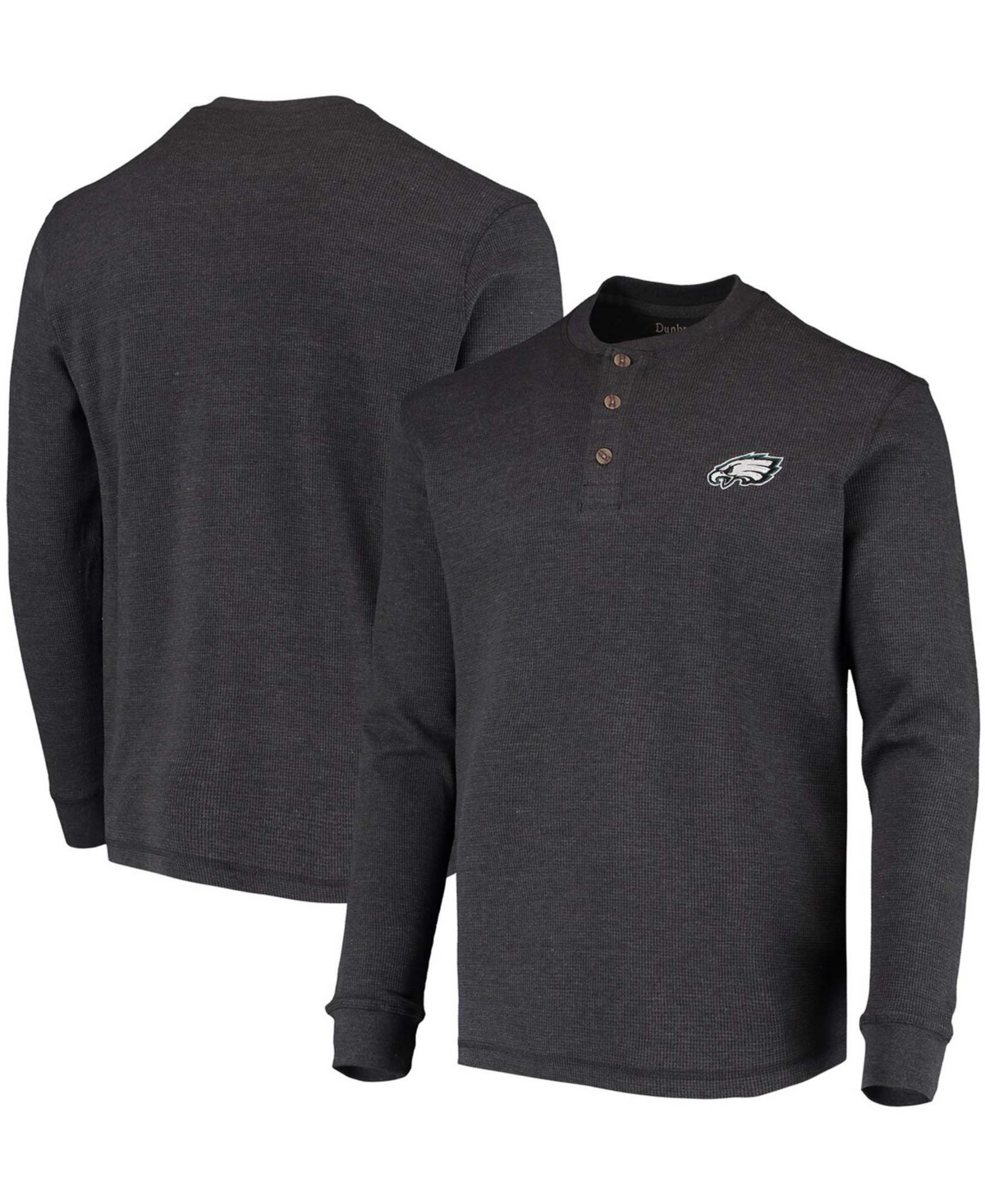 Men's Charcoal Philadelphia Eagles Maverick Thermal Henley Long Sleeve T-shirt - Charcoal