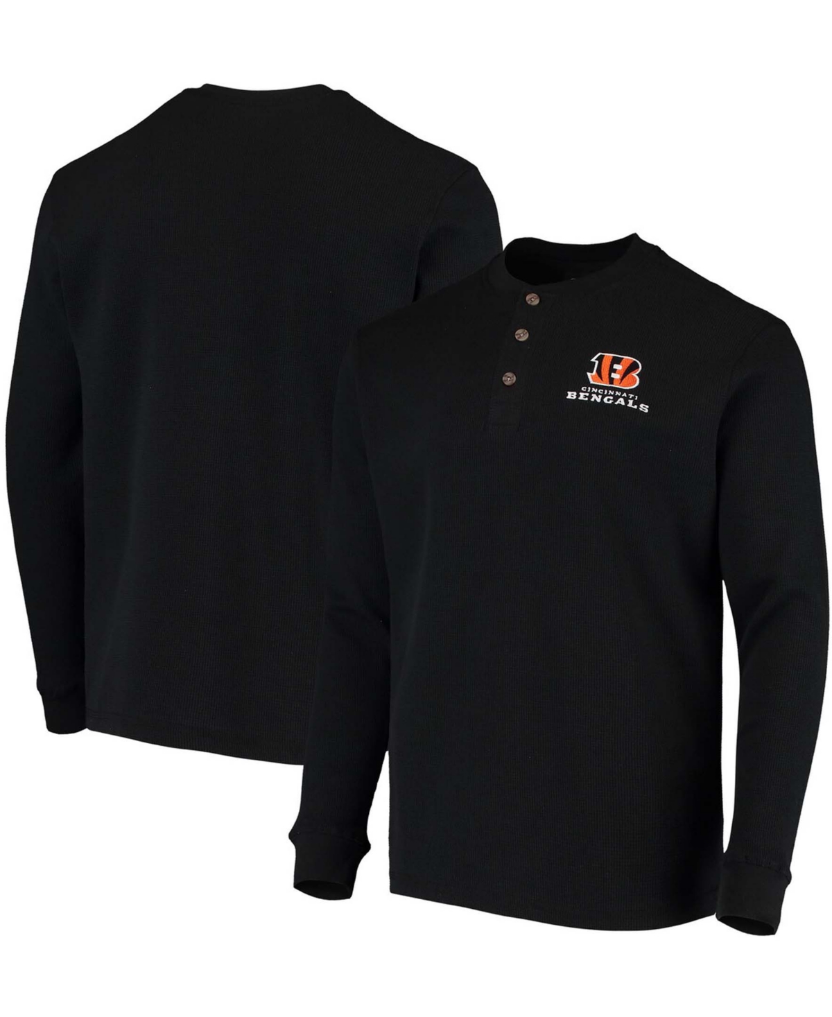 Men's Black Cincinnati Bengals Maverick Thermal Henley Long Sleeve T-shirt - Black