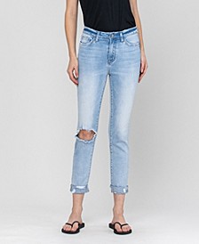 Women's High-Rise Slim Crop Jeans with Double Cuff