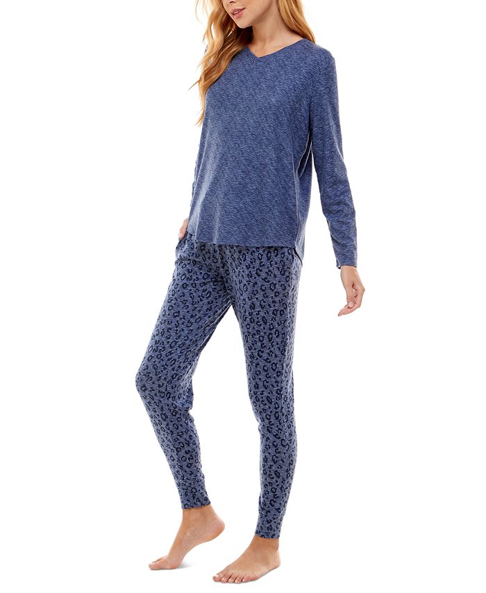 Jaclyn Intimates Waffle Top & Whisper Luxe Jogger Pants Pajama Set - Macy's