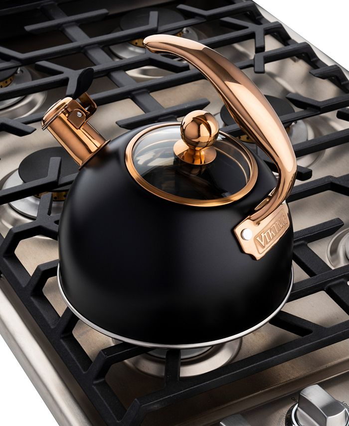 Viking Stainless Steel 2.6Quart Black Tea Kettle with Copper Handle