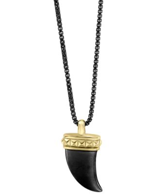 EFFY&reg; Men's Claw 22" Pendant Necklace in Black Rhodium and 18k Gold-Plated Sterling Silver