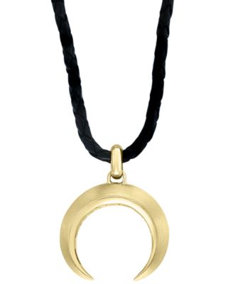 EFFY Collection - Men's Moon Symbol Leather Cord 20" Pendant Necklace in 18k Gold-Plated Sterling Silver