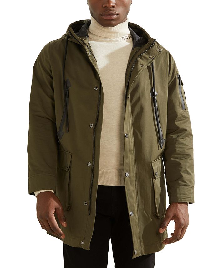 GUESS Men's Hooded Military Faux-Fur Lined Parka - Macy's