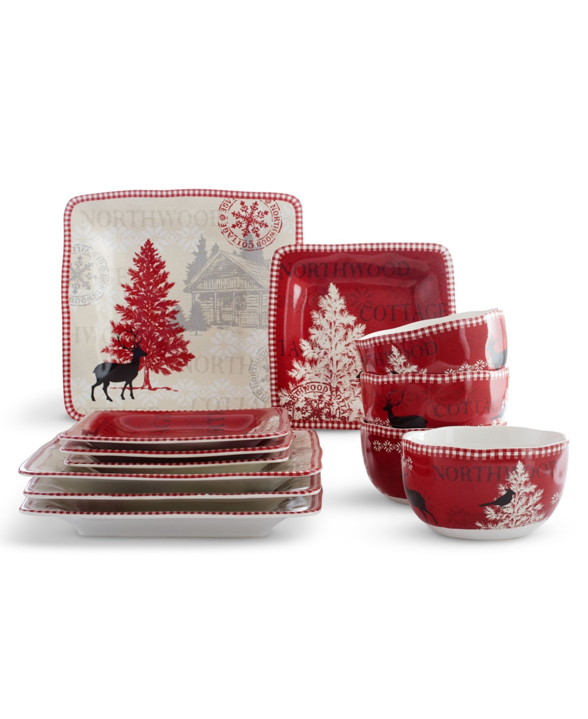 222 Fifth Northwood Cottage Pc. Dinnerware Set, Service for 4