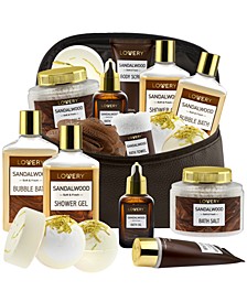 Sandalwood Body Care Gift Set, Relaxing Home Spa Set, 10 Piece
