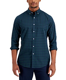 Men's Slim-Fit Stretch Check Poplin Shirt, Created for Macy's 