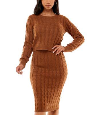 cable knit sweater and skirt set