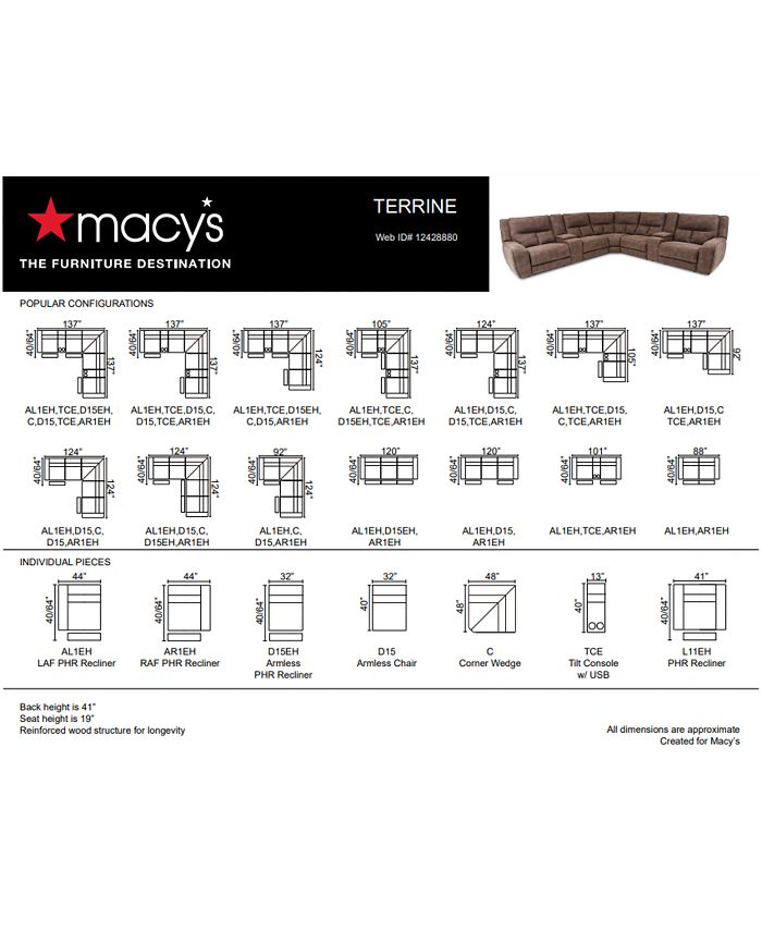Furniture Terrine 5Pc. Fabric Sectional with 2 Power Motion Recliners