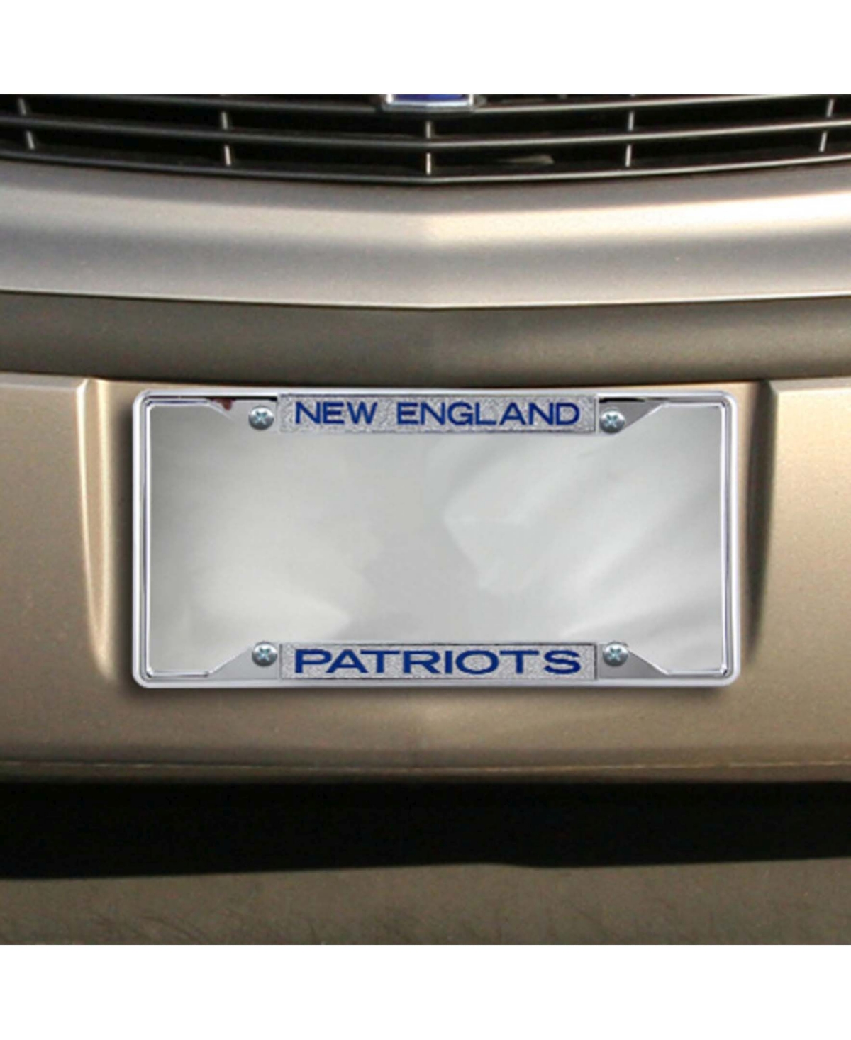 Multi New England Patriots Small Over Small Team Silver Glitter Metal License Plate Frame - Multi
