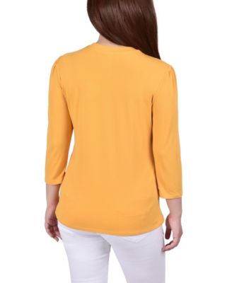 Women's 3/4 Sleeve Knit Crepe Top