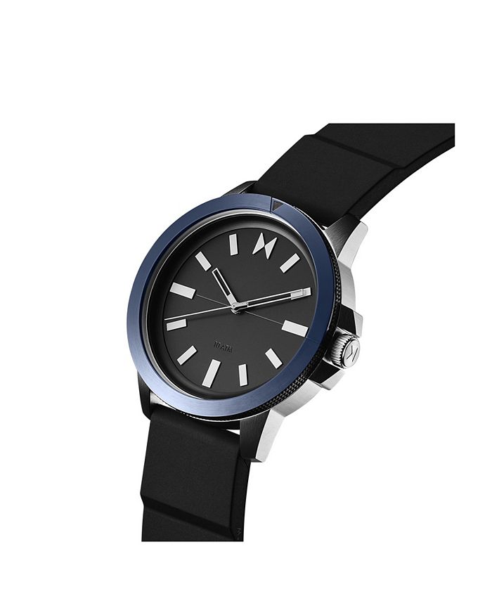 MVMT Men's Minimal Sport Black Silicone Strap Watch, 45mm - Macy's
