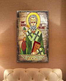 Saint Patrick Icon Gold-Tone Plated Wooden Block, 8" x 6"