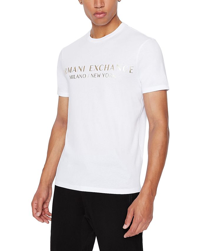 A|X Armani Exchange Men's Metallic Milano/New York Logo T-Shirt ...