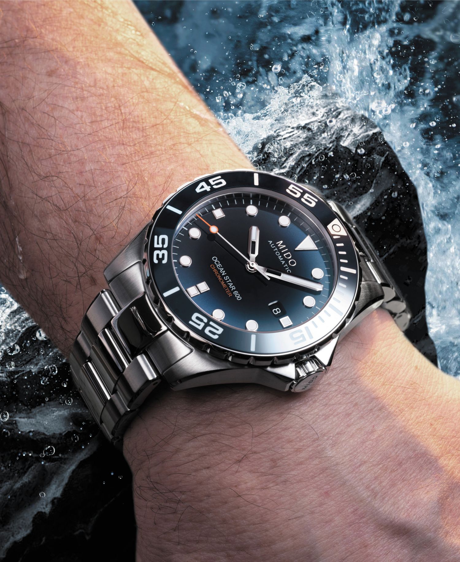 Men's Swiss Automatic Ocean Star 600 Chronometer Stainless Steel Bracelet Watch 44mm