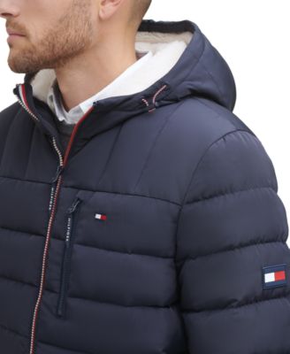 Men's  Sherpa Lined Hooded Quilted Puffer Jacket