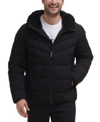 calvin klein quilted hooded jacket