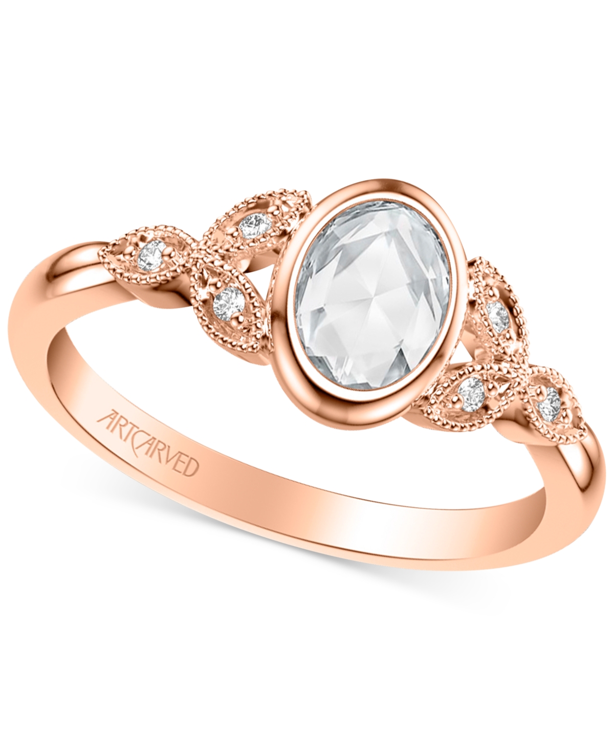 Artcarved Art Carved Diamond Rose-Cut Bezel Openwork Engagement Ring (1/2 ct. t.w.) in 14k White, Yellow or Rose Gold